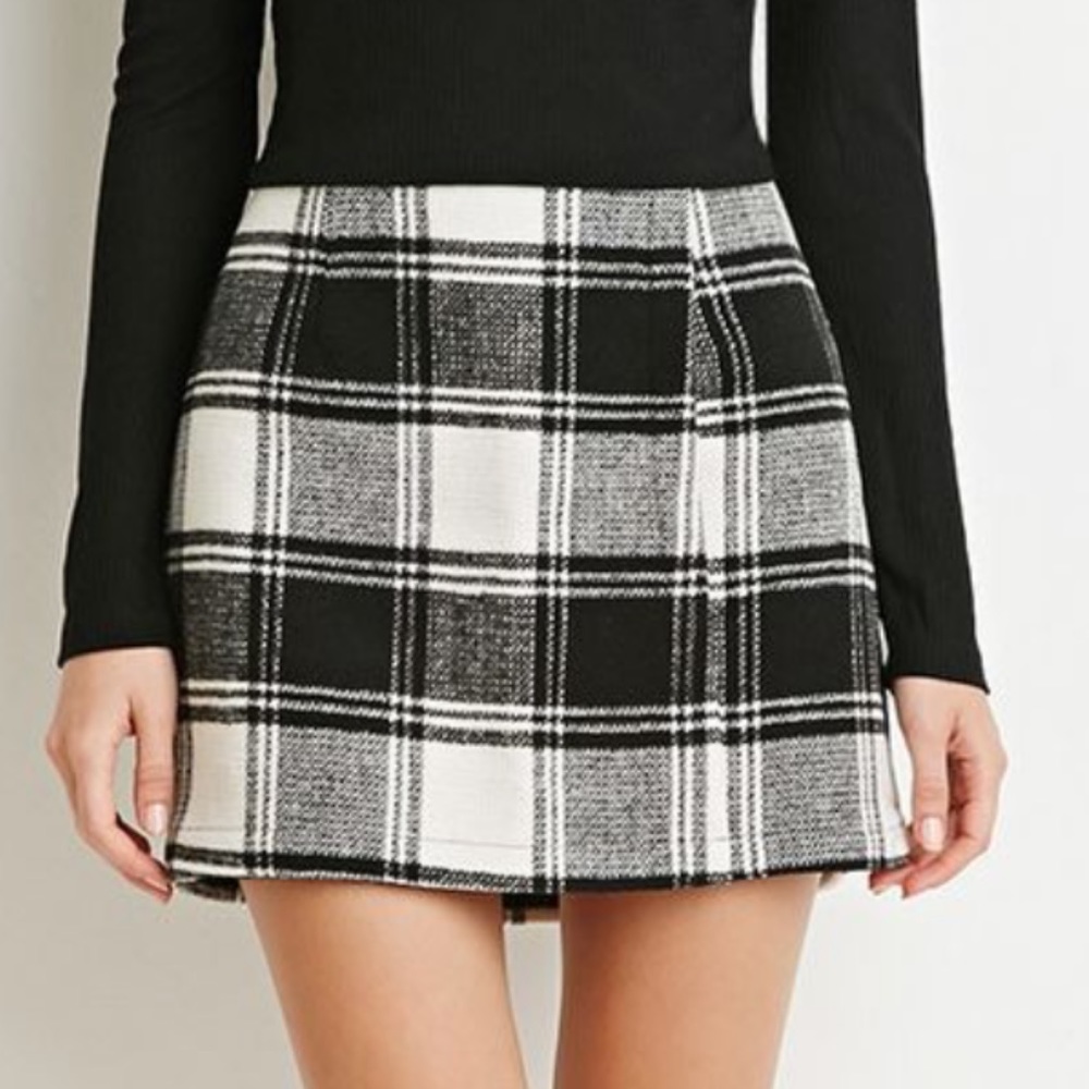 Plaid Faux Wrap Mini Skirt
